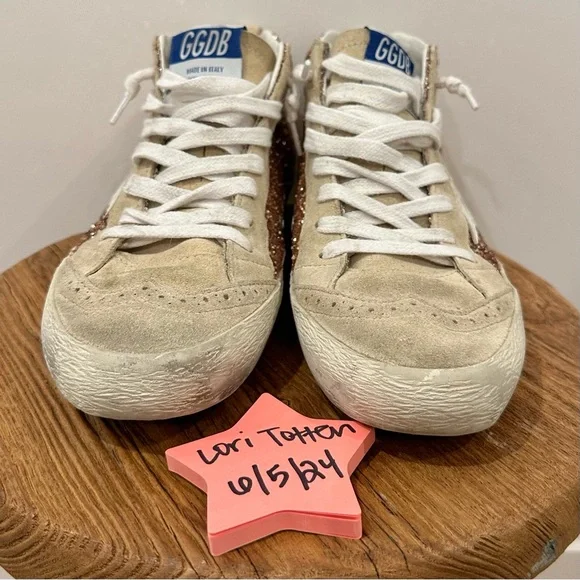 Golden Goose Rose Gold Glitter MidStars sz 38 - Picture 2 of 11